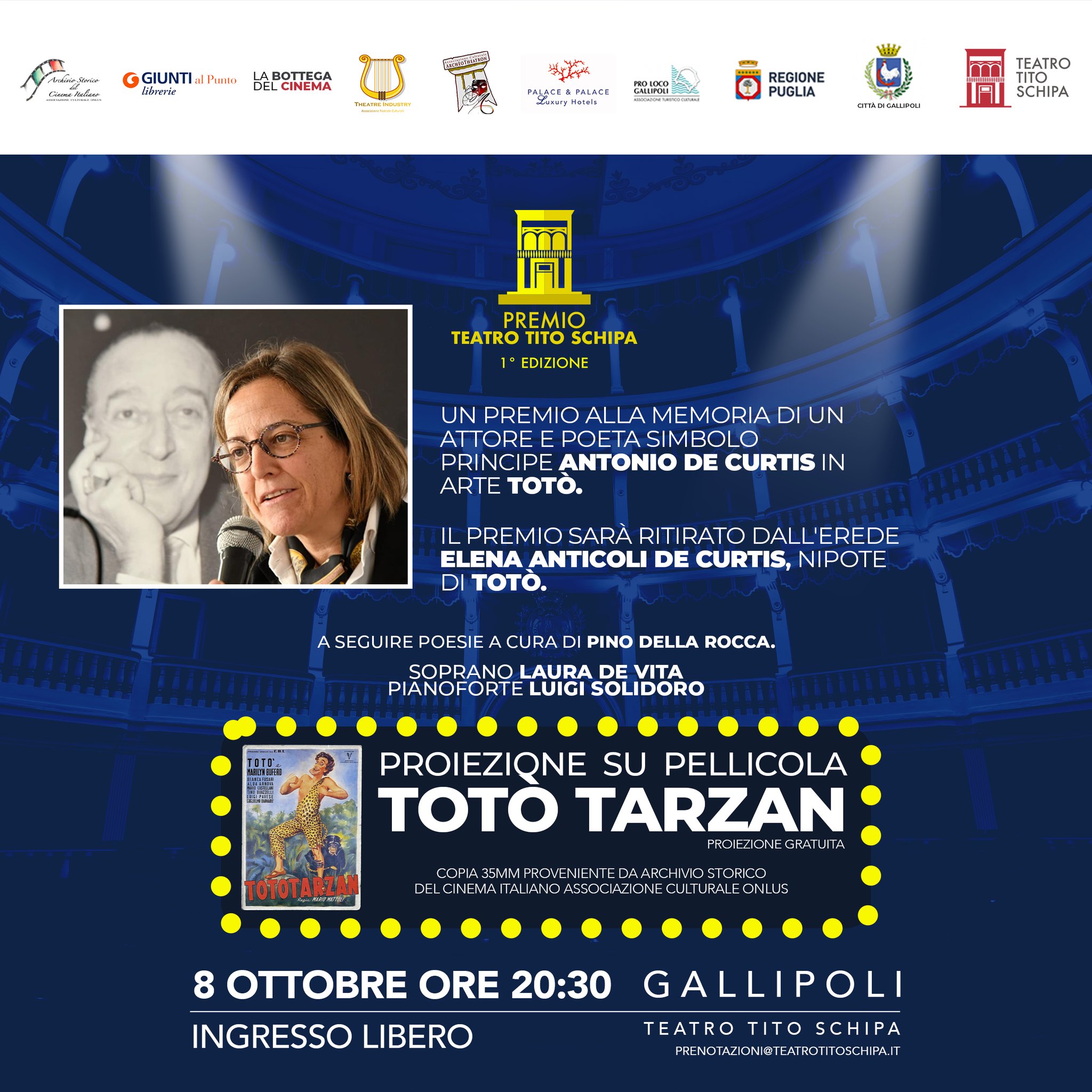 1° edizione del Premio Teatro Tito Schipa dedicato alla memoria di Antonio De Curtis in arte Totò
