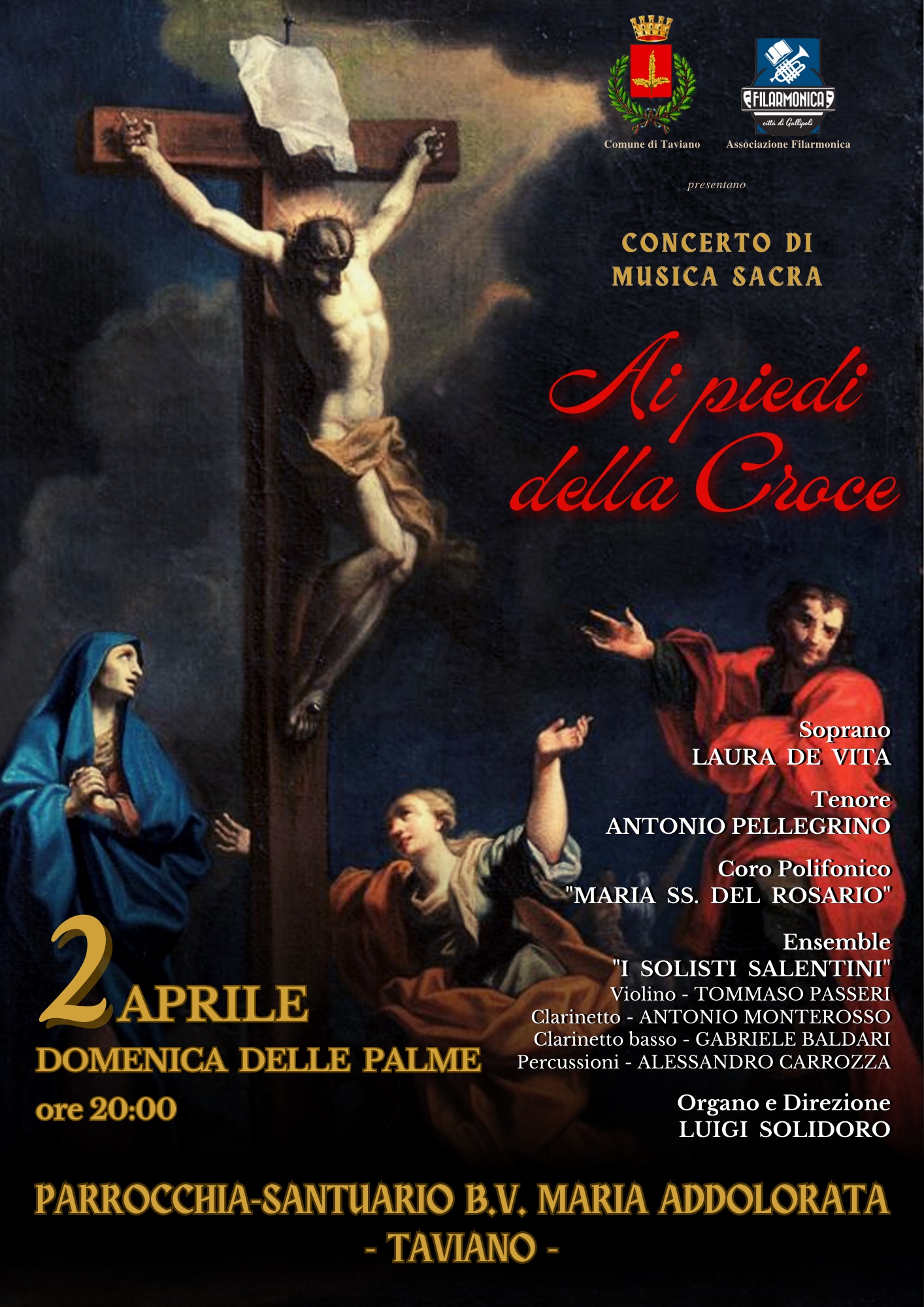 locandina del concerto diretto da Luigi Solidoro la Domenica delle Palme a Taviano