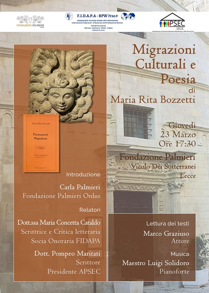locandina presentazione a Lecce libro Permanent Migration di Maria Rita Bozzetti