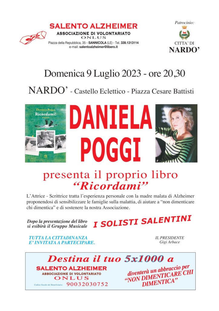locandina della presentazione del libro di Daniela Poggi a Nardò